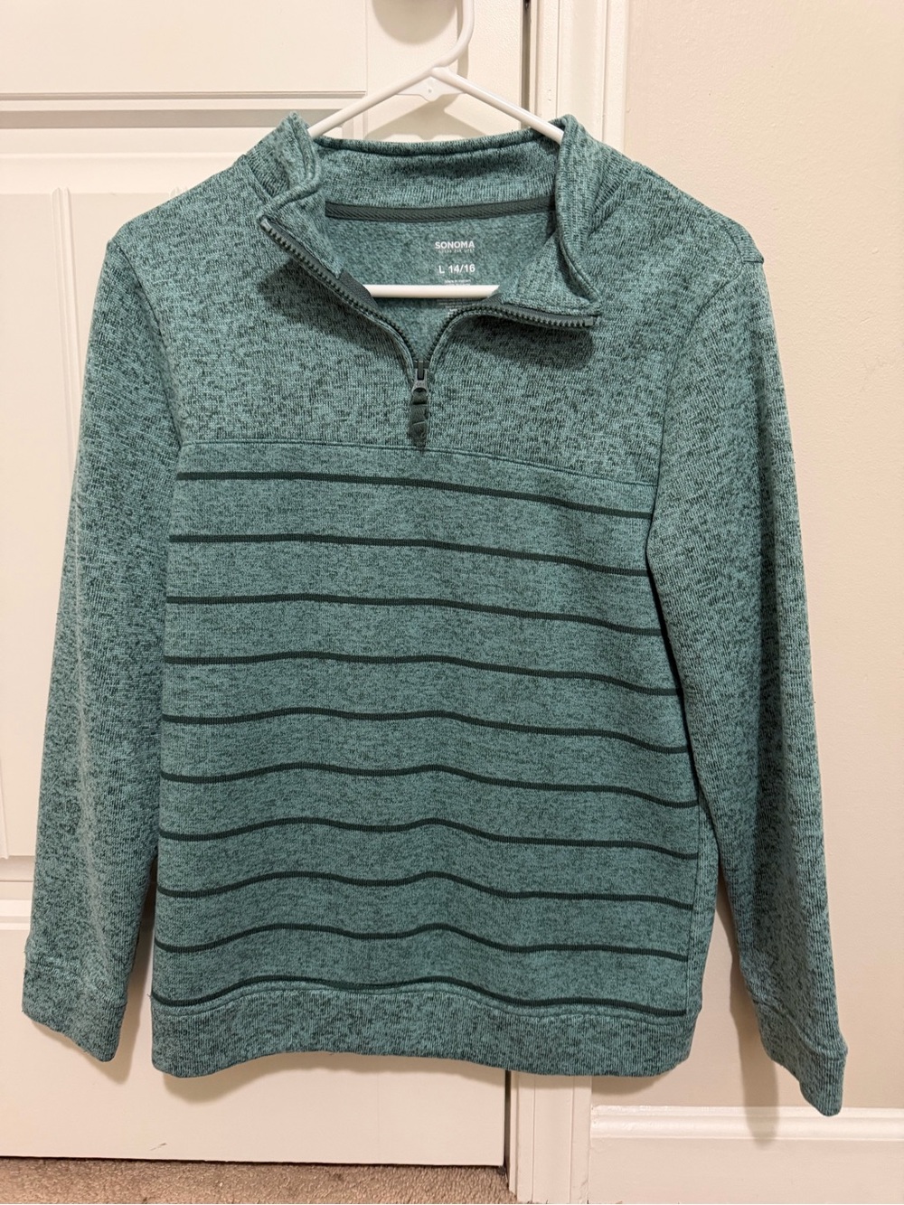 Sonoma Teal Striped Quarter-Zip Sweater - Men